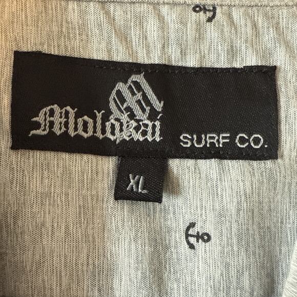 Molokai Surf Co Mens XL Nautical Button Down Shirt Short Sleeve Beach Resort - Picture 4 of 9